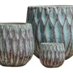 3-Piece Antique-Finish Earthenware Decorative Pot Set complete set
