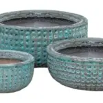 3-Piece Antique-Finish Earthenware Decorative Pot Set complete set