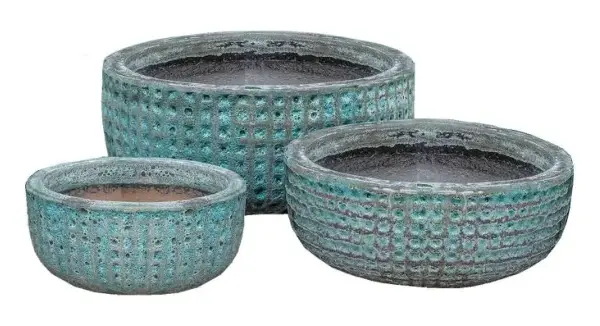 3-Piece Antique-Finish Earthenware Decorative Pot Set complete set