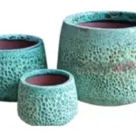 3-Piece Antique-Finish Earthenware Decorative Pot Set complete set