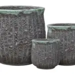 3-Piece Antique-Finish Earthenware Decorative Pot Set complete set