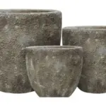 3-Piece Antique-Finish Earthenware Decorative Pot Set complete set