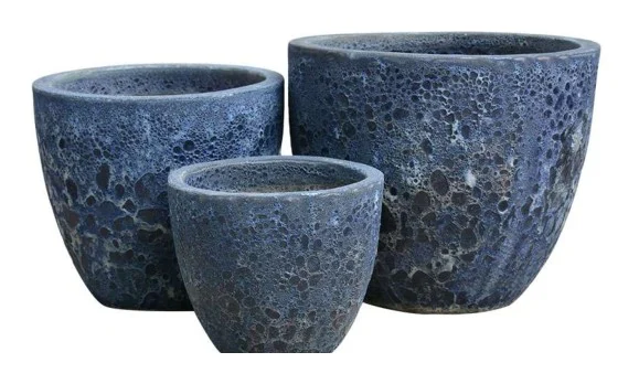 3-Piece Antique-Finish Earthenware Decorative Pot Set complete set