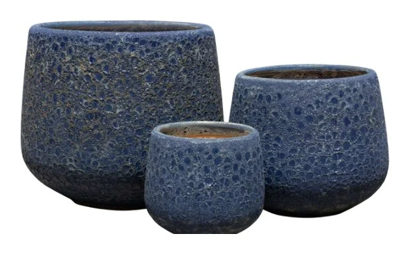 3-Piece Antique-Finish Earthenware Decorative Pot Set complete set