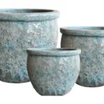 3-Piece Antique-Finish Earthenware Decorative Pot Set complete set