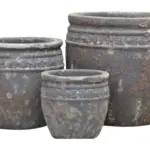 3-Piece Antique-Finish Earthenware Decorative Pot Set complete set