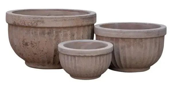 3-Piece Antique-Finish Terracotta Decorative Pot Set complete set