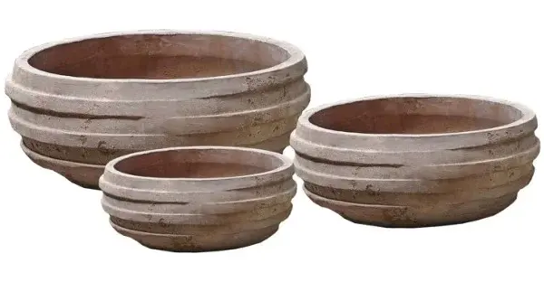 3-Piece Antique-Finish Terracotta Decorative Pot Set complete set