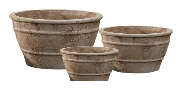 3-Piece Antique-Finish Terracotta Decorative Pot Set complete set