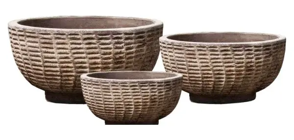 3-Piece Antique-Finish Terracotta Decorative Pot Set complete set