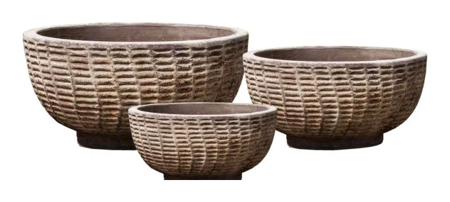 3-Piece Antique-Finish Terracotta Decorative Pot Set — Complete Set 3-Piece Antique-Finish Terracotta Decorative Pot Set complete set