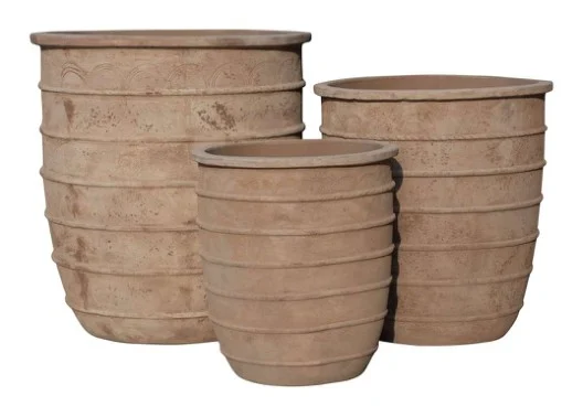 3-Piece Antique-Finish Terracotta Decorative Pot Set complete set