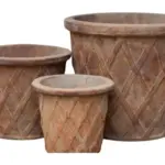 3-Piece Antique-Finish Terracotta Decorative Pot Set complete set