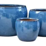 3-Piece Blue Earthenware Decorative Pot Set complete set