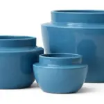3-Piece Blue Earthenware Decorative Pot Set complete set