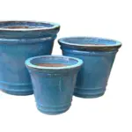 3-Piece Blue Earthenware Decorative Pot Set complete set