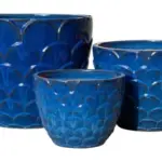 3-Piece Blue Earthenware Decorative Pot Set complete set