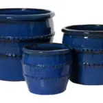 3-Piece Blue Earthenware Decorative Pot Set complete set