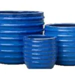 3-Piece Blue Earthenware Decorative Pot Set complete set
