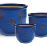 3-Piece Blue Earthenware Decorative Pot Set complete set