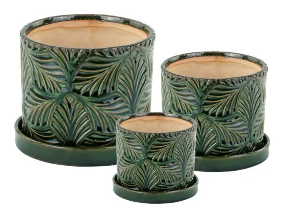 3-Piece Ceramic Decorative Pot Set complete set