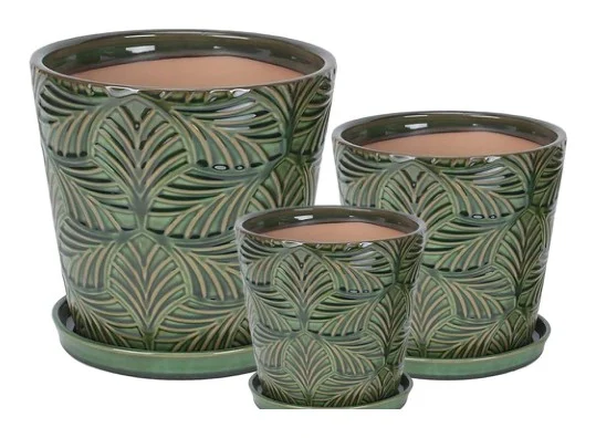 3-Piece Ceramic Decorative Pot Set complete set