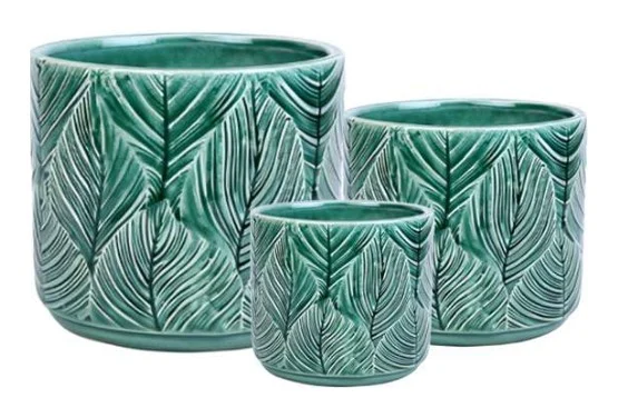 3-Piece Ceramic Decorative Pot Set complete set