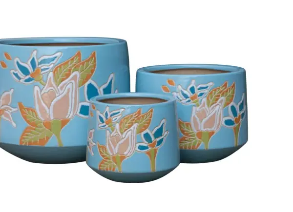 3-Piece Ceramic Decorative Pot Set complete set