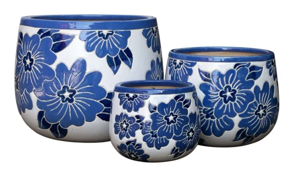 3-Piece Ceramic Decorative Pot Set complete set