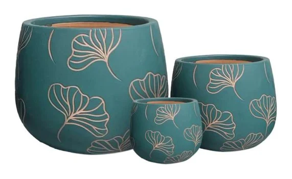3-Piece Ceramic Decorative Pot Set complete set