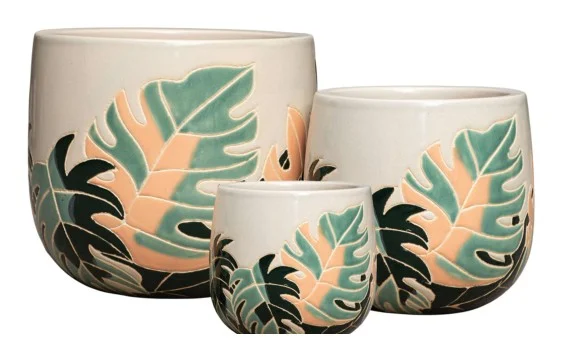 3-Piece Ceramic Decorative Pot Set complete set