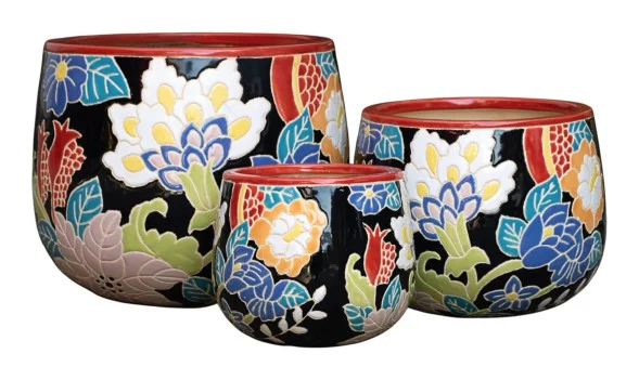 3-Piece Ceramic Decorative Pot Set complete set