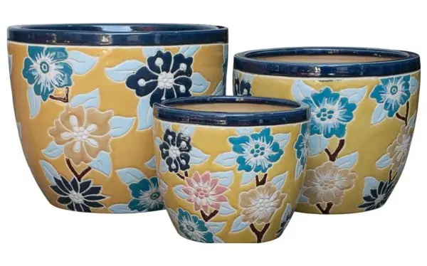3-Piece Ceramic Decorative Pot Set complete set