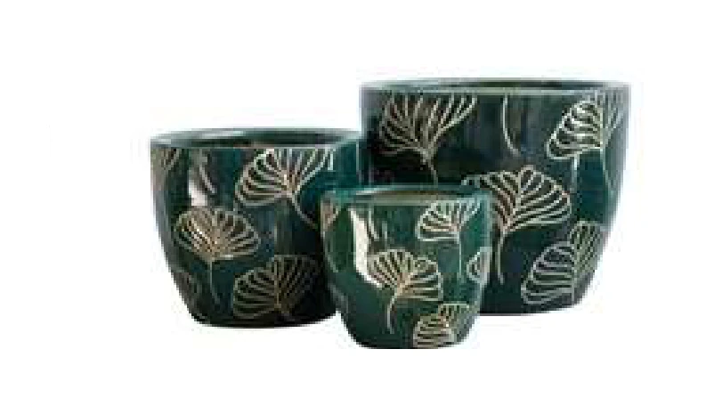 3-Piece Ceramic Decorative Pot Set — Complete Set 3-Piece Ceramic Decorative Pot Set complete set