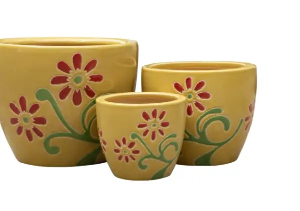 3-Piece Ceramic Decorative Pot Set complete set