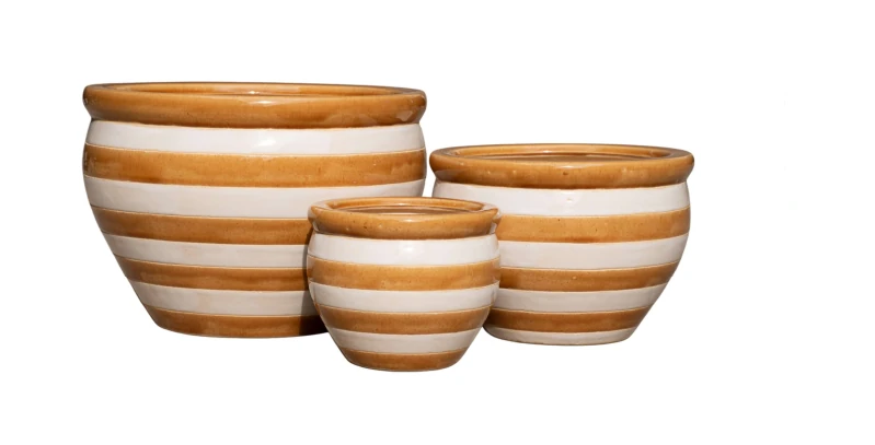 3-Piece Ceramic Decorative Pot Set — Complete Set 3-Piece Ceramic Decorative Pot Set complete set