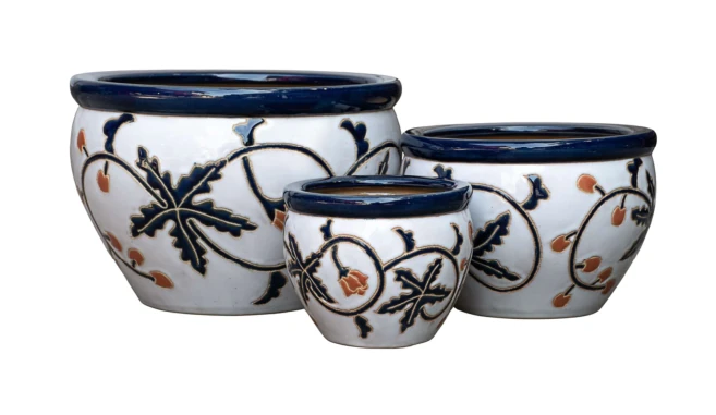 3-Piece Ceramic Decorative Pot Set — Complete Set 3-Piece Ceramic Decorative Pot Set complete set