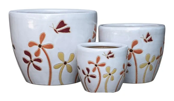 3-Piece Ceramic Decorative Pot Set complete set