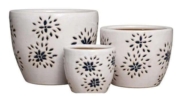 3-Piece Ceramic Decorative Pot Set — Complete Set 3-Piece Ceramic Decorative Pot Set complete set