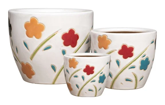 3-Piece Ceramic Decorative Pot Set complete set