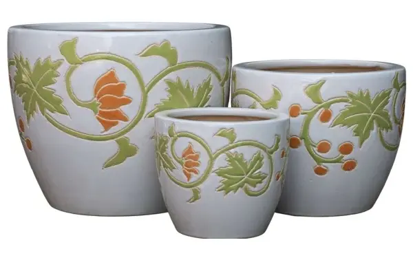 3-Piece Ceramic Decorative Pot Set complete set