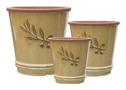 3-Piece Earthenware Decorative Pot Set complete set