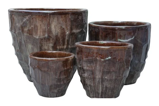3-Piece Earthenware Decorative Pot Set complete set