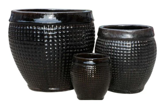 3-Piece Earthenware Decorative Pot Set complete set