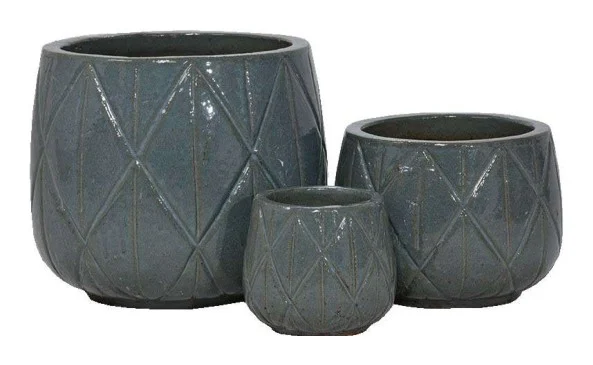3-Piece Earthenware Decorative Pot Set complete set