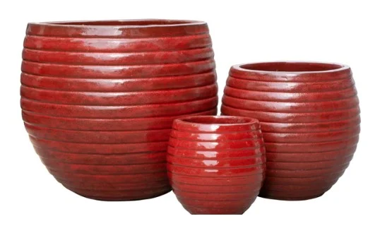 3-Piece Earthenware Decorative Pot Set complete set