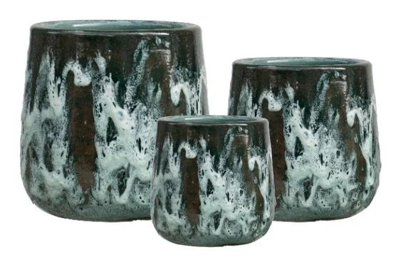 3-Piece Earthenware Decorative Pot Set complete set