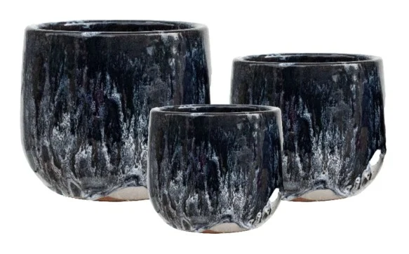 3-Piece Earthenware Decorative Pot Set complete set