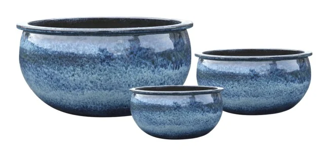 3-Piece Earthenware Decorative Pot Set — Complete Set 3-Piece Earthenware Decorative Pot Set complete set