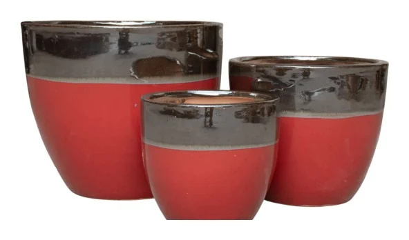 3-Piece Earthenware Decorative Pot Set complete set